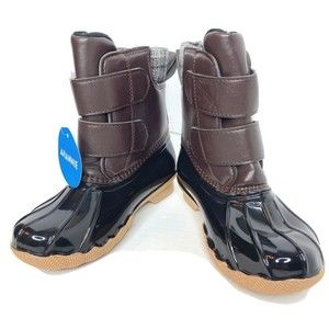 Ahannie  kids Boys/Girls Waterproof Rain Boots youth Size 11, Bk/brown